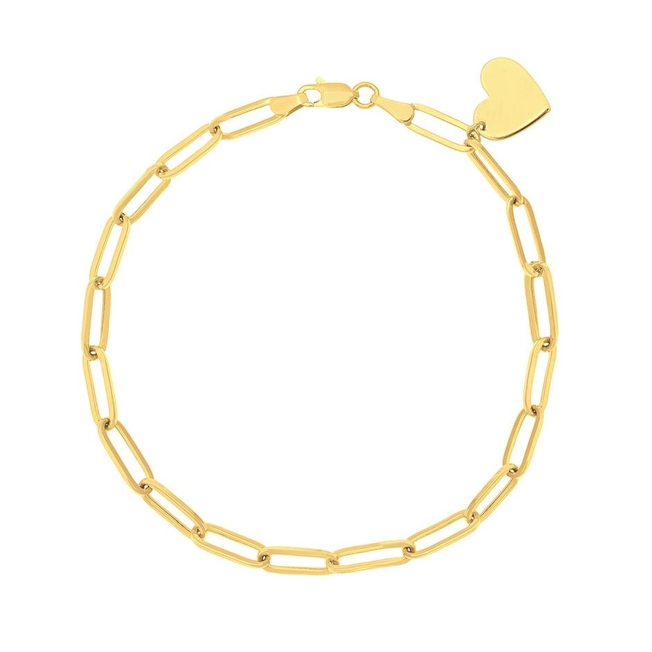 Paperclip Chain Heart Charm Bracelet
