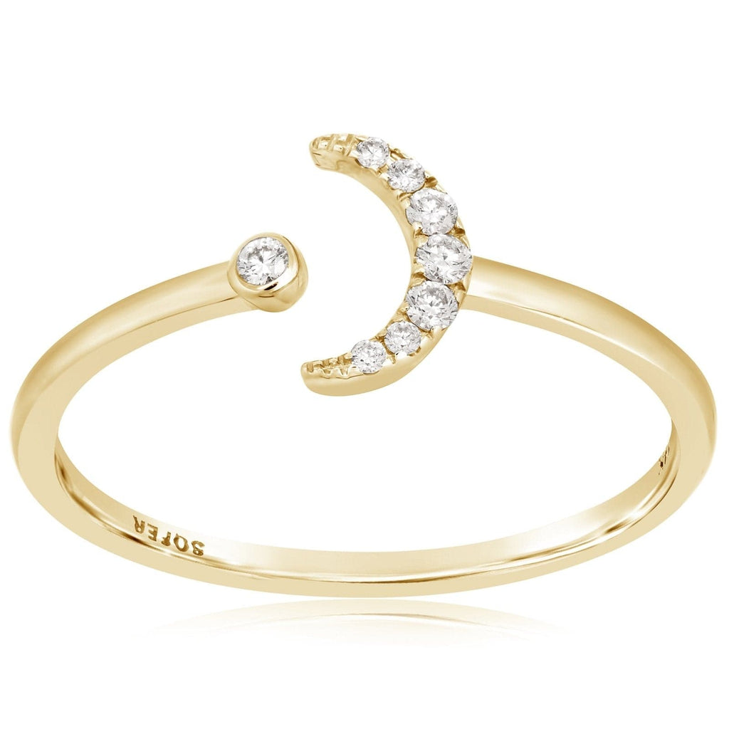 Diamond Crescent Moon Open Fashion Ring