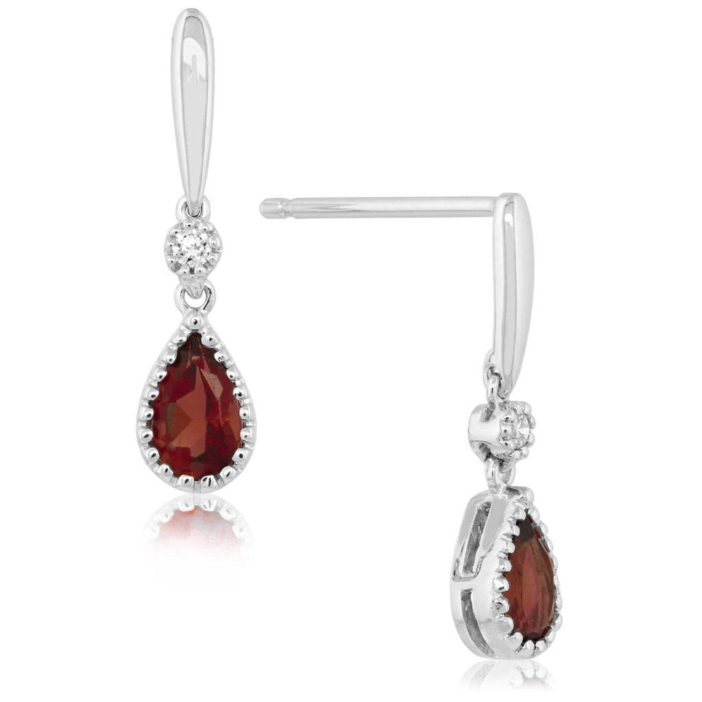 Pear Shape Garnet & Diamond Earrings