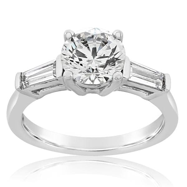 Three Stone Baguette & Round Diamond Engagement Ring Setting