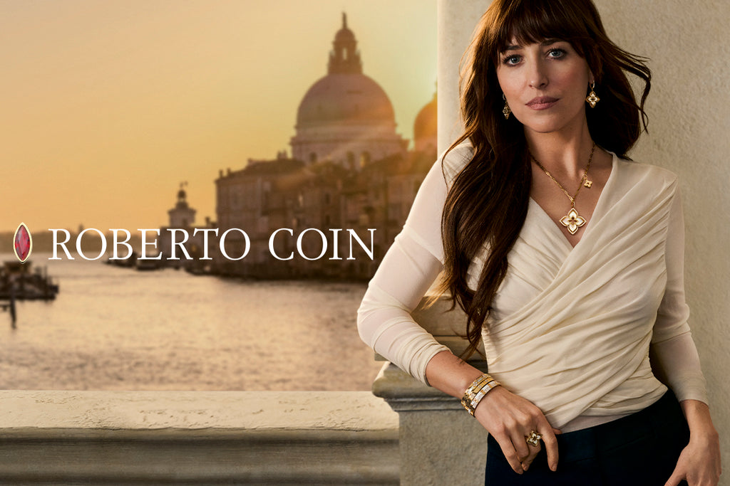Dakota Johnson modeling Roberto Coin Jewelry