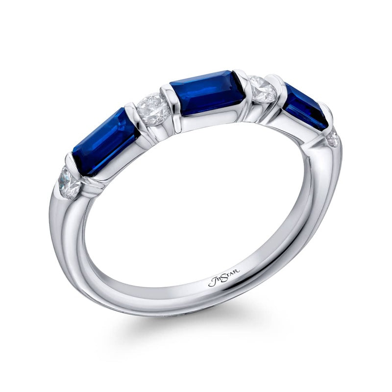 Platinum Emerald-Cut Sapphire East-West Bar Set Band – Reis-Nichols ...