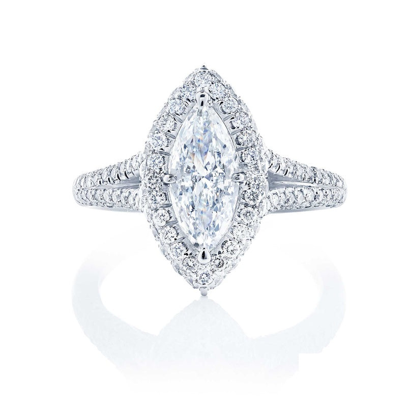 Platinum Marquise Diamond GIA Certified Micro Pave Engagement Ring ...