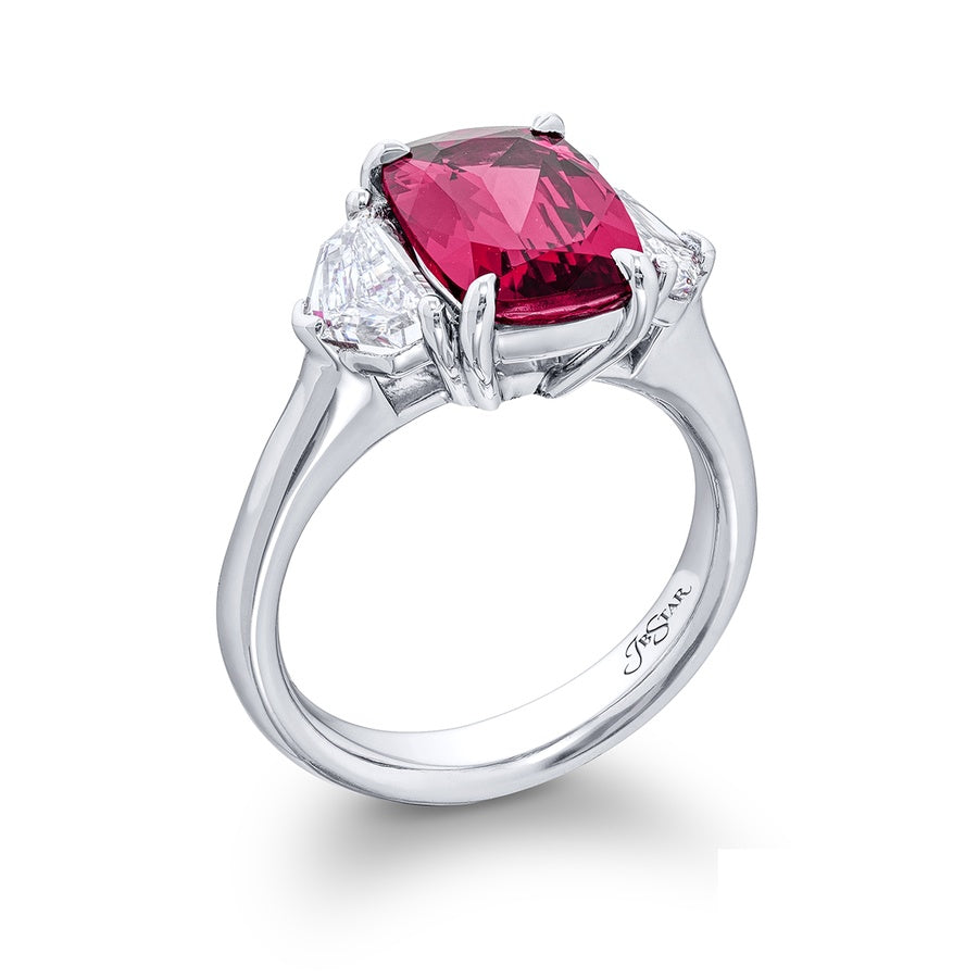 Platinum Cushion-Cut Pink Spinel Certified Ring – Reis-Nichols