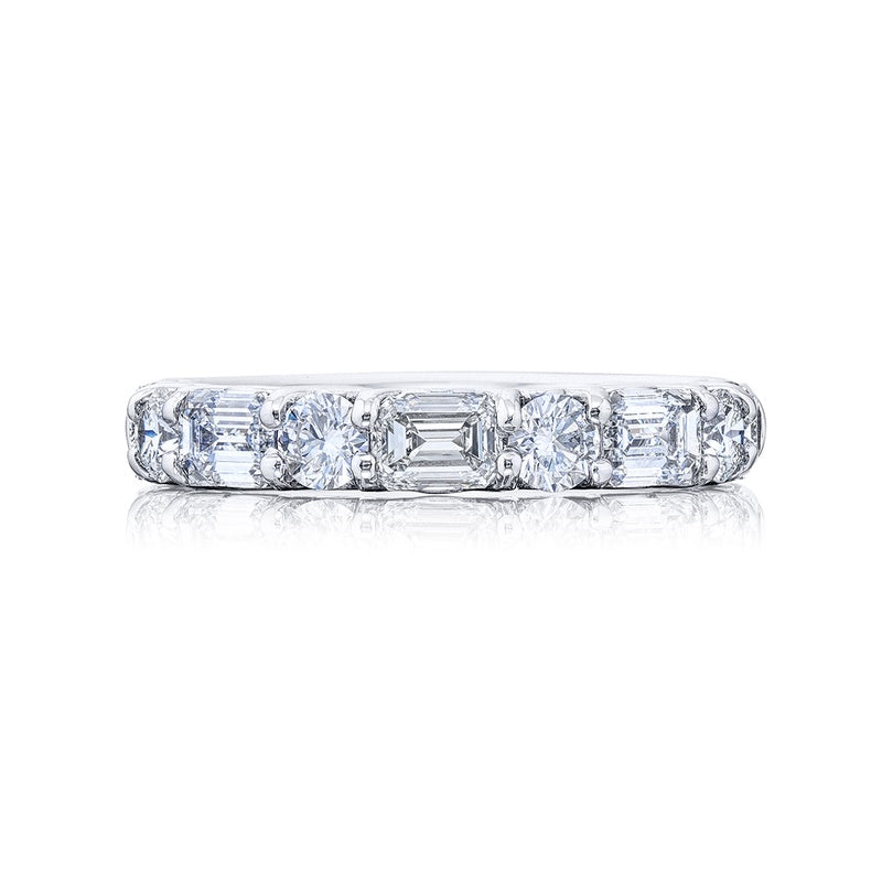 Platinum Emerald-Cut and Round Diamond Single-Row East-West Band – Reis ...