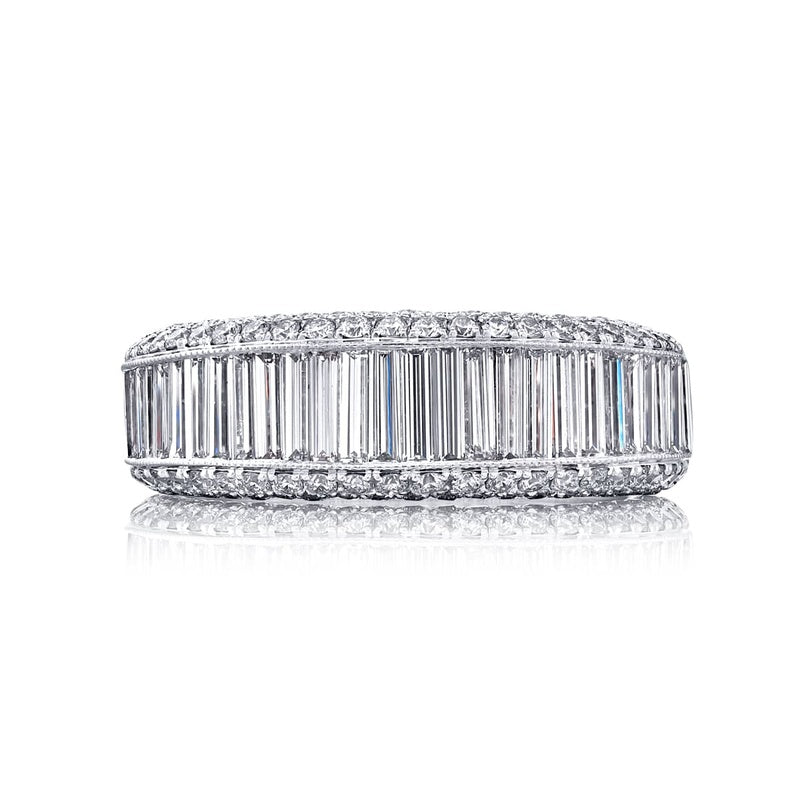 Platinum Straight Baguette Diamond Single-Row Channel Set Micro Pave B ...