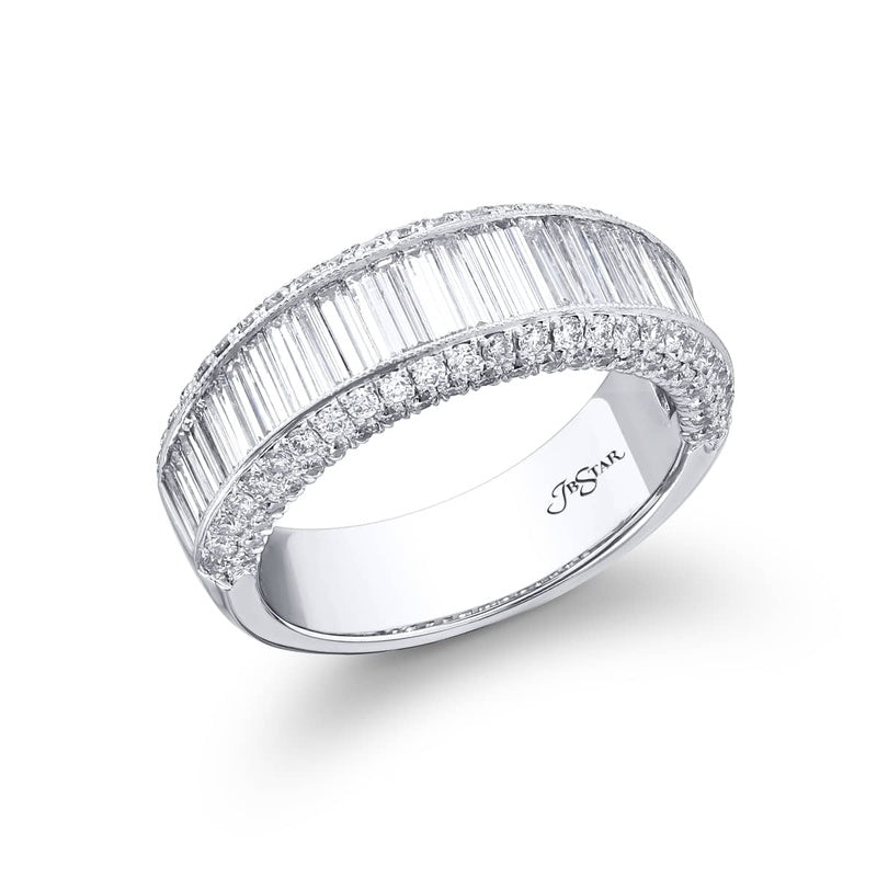 Platinum Straight Baguette Diamond Single-Row Channel Set Micro Pave B ...