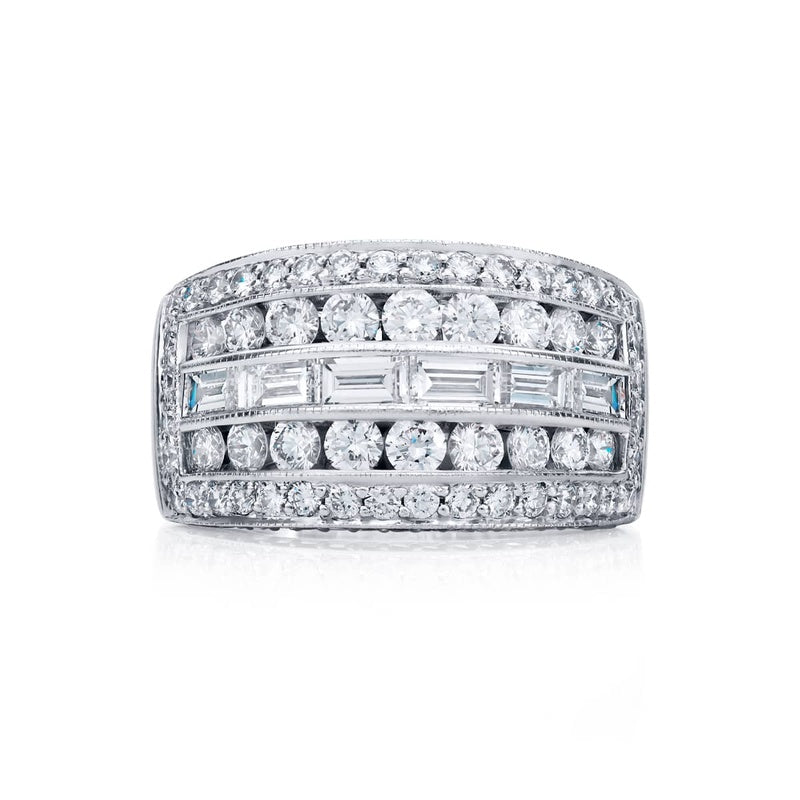 Chanel Set Rounds Platinum Straight Baguette and Round Channel Set Five Row Band – Reis ...