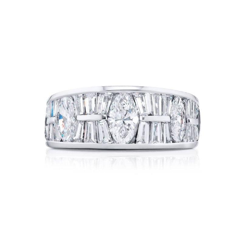 Platinum Marquise and Tapered Baguette Diamond Single-Row Channel Set ...