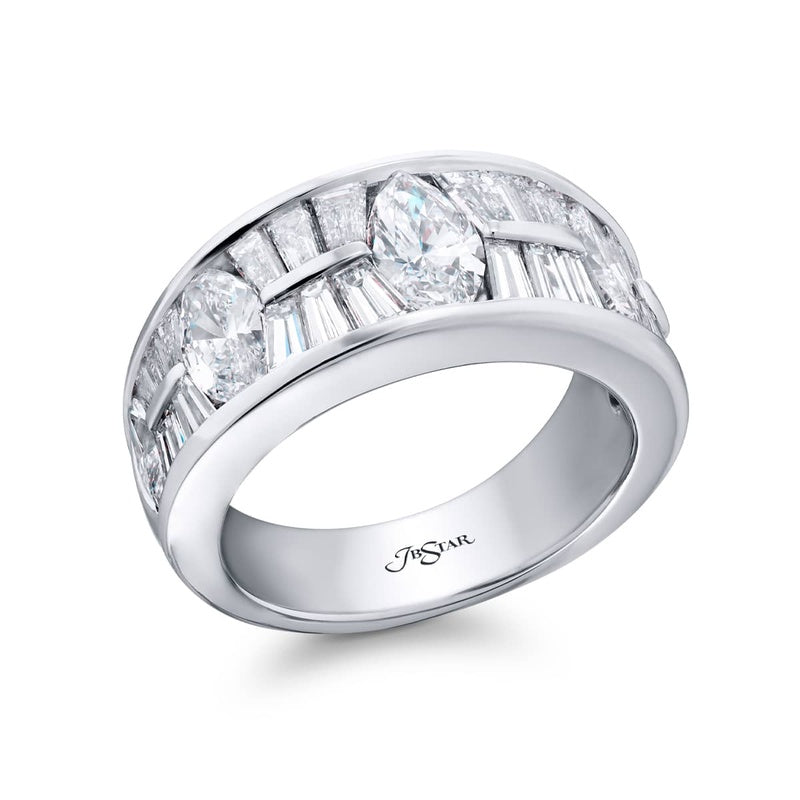 Platinum Marquise and Tapered Baguette Diamond Single-Row Channel Set ...