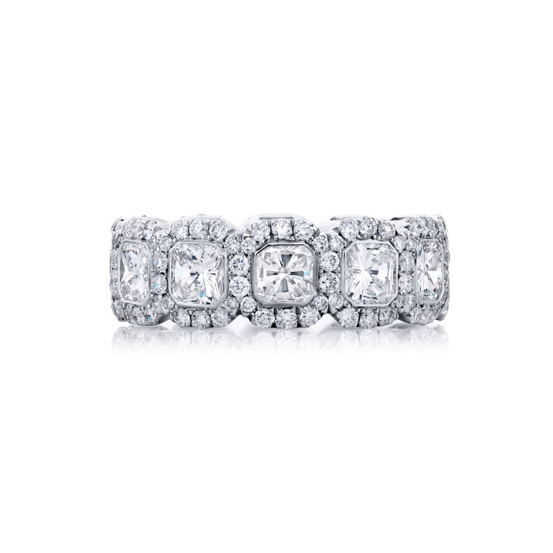 Platinum Radiant-Cut Diamond Micro Pave Bezel Set Eternity Band – Reis ...
