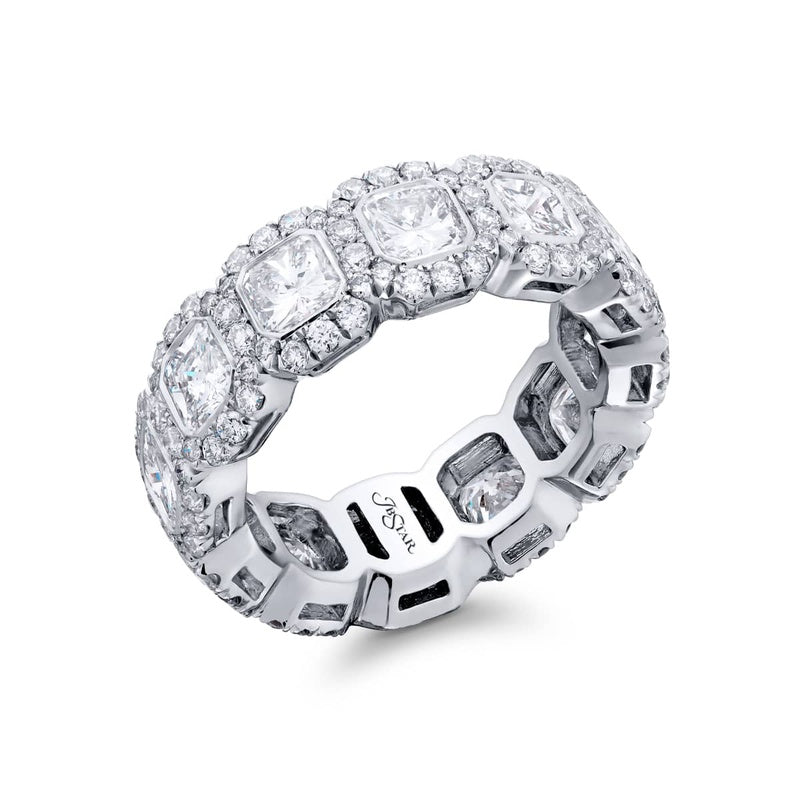 Platinum Radiant-Cut Diamond Micro Pave Bezel Set Eternity Band – Reis ...