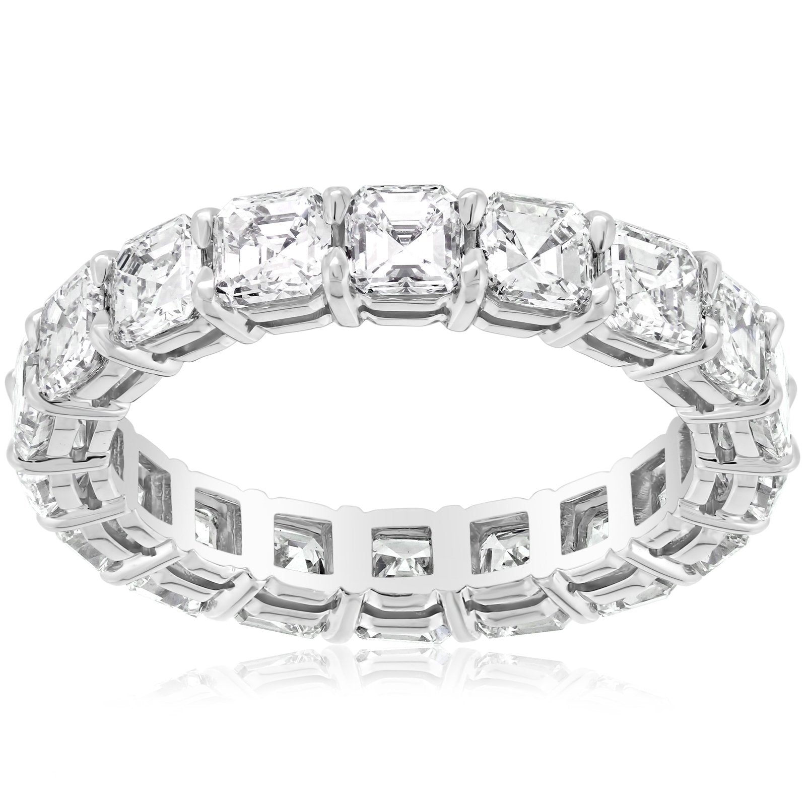 6 Carat Asscher Cut Diamond Eternity Anniversary Ring Size 5.5