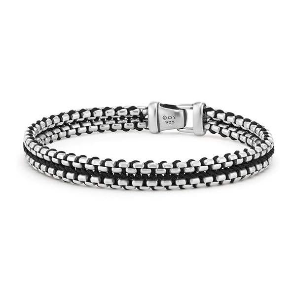 DAVID YURMAN Woven Box Chain Bracelet in Sterling Silver with Black Ny ...