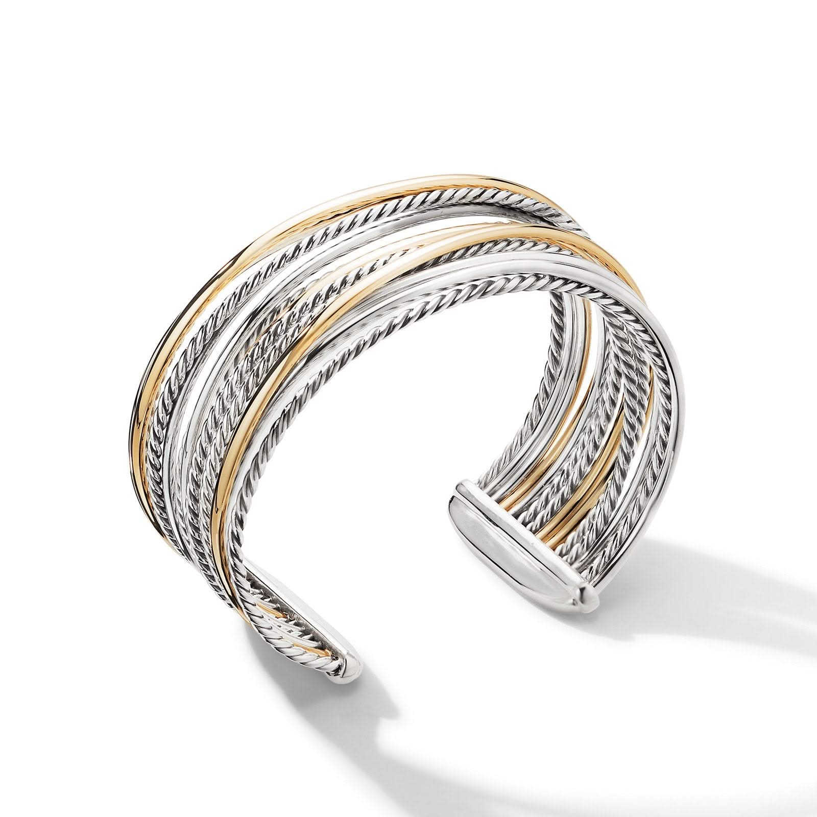 DAVID YURMAN Crossover Cuff Bracelet in Sterling Silver with 18K Yellow Gold,
