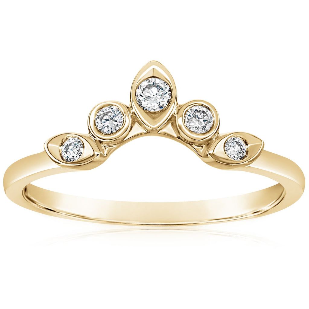 14K Yellow Gold Diamond Contour Band