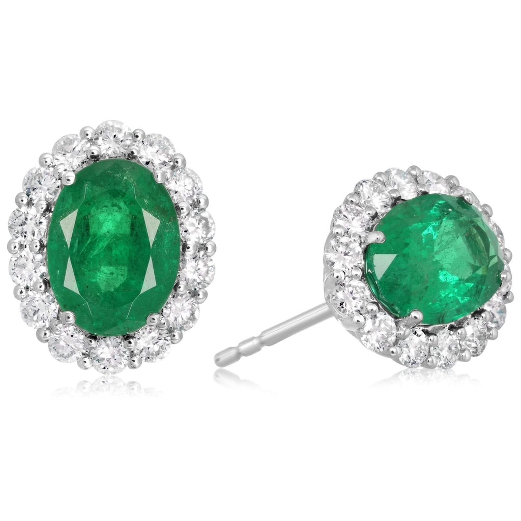 Emerald & Diamond Stud Earrings