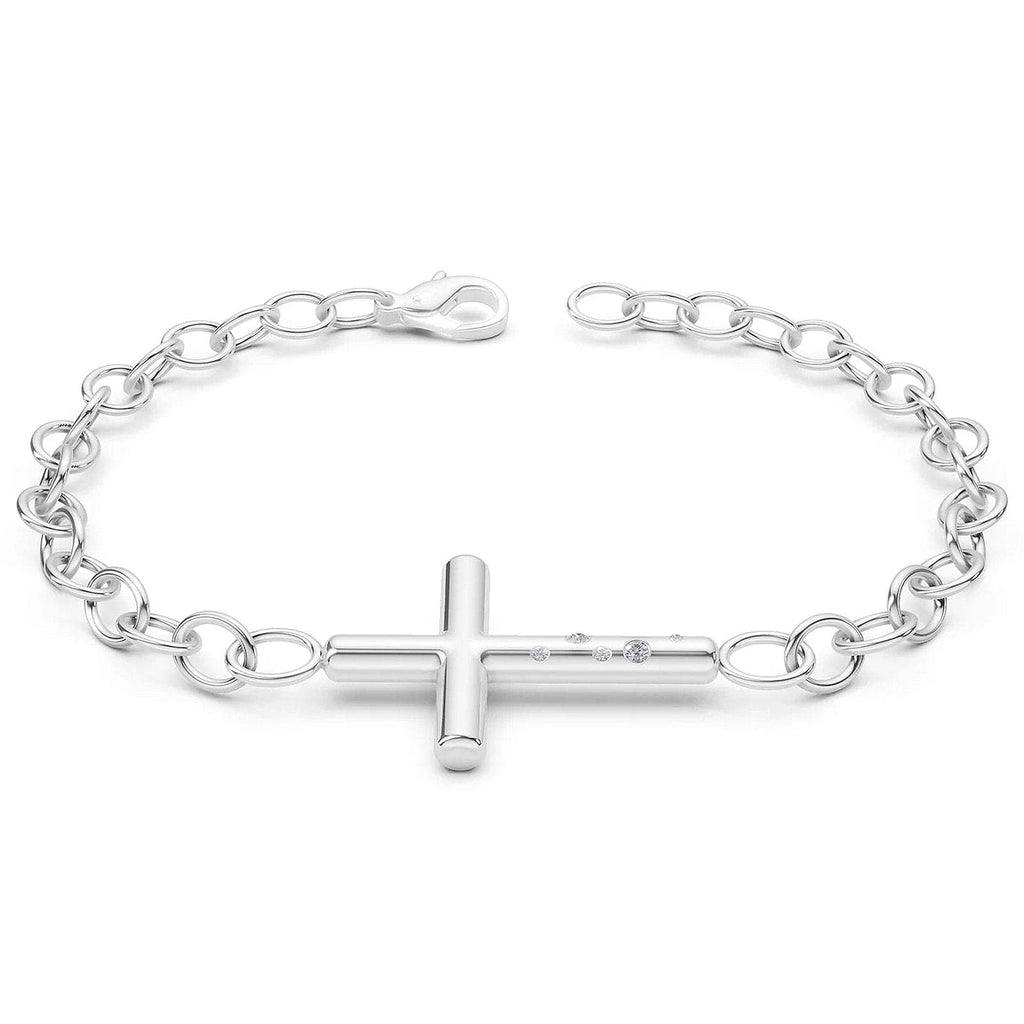 HEATHER B. MOORE 7'' Silver Diamond Cross Bracelet