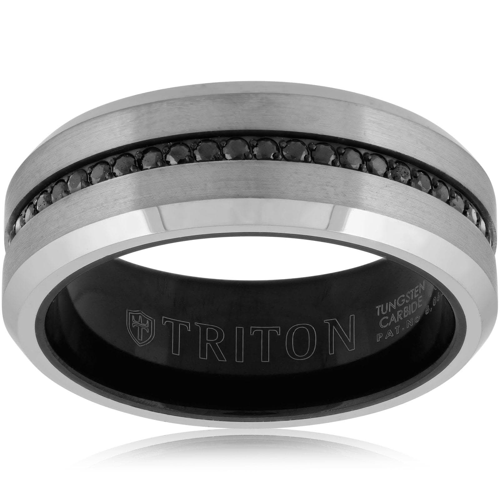 Triton Black Sapphire Mens Wedding Band Tungsten Carbide Ring