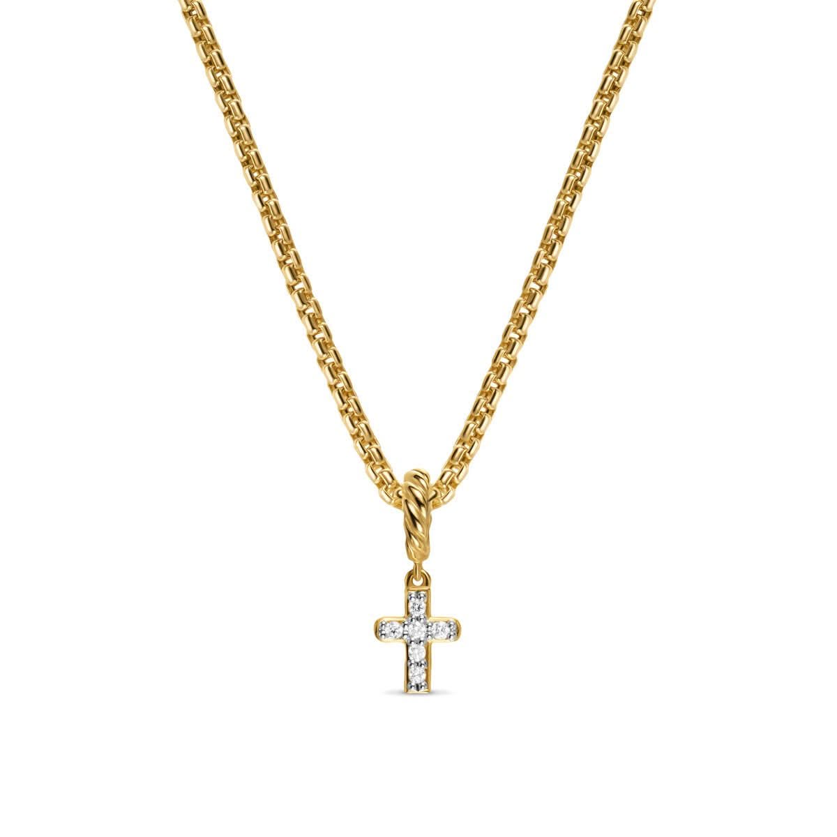 David Yurman 18 Karat Gold Cross Necklace DAVID YURMAN Micro Pavรฉ