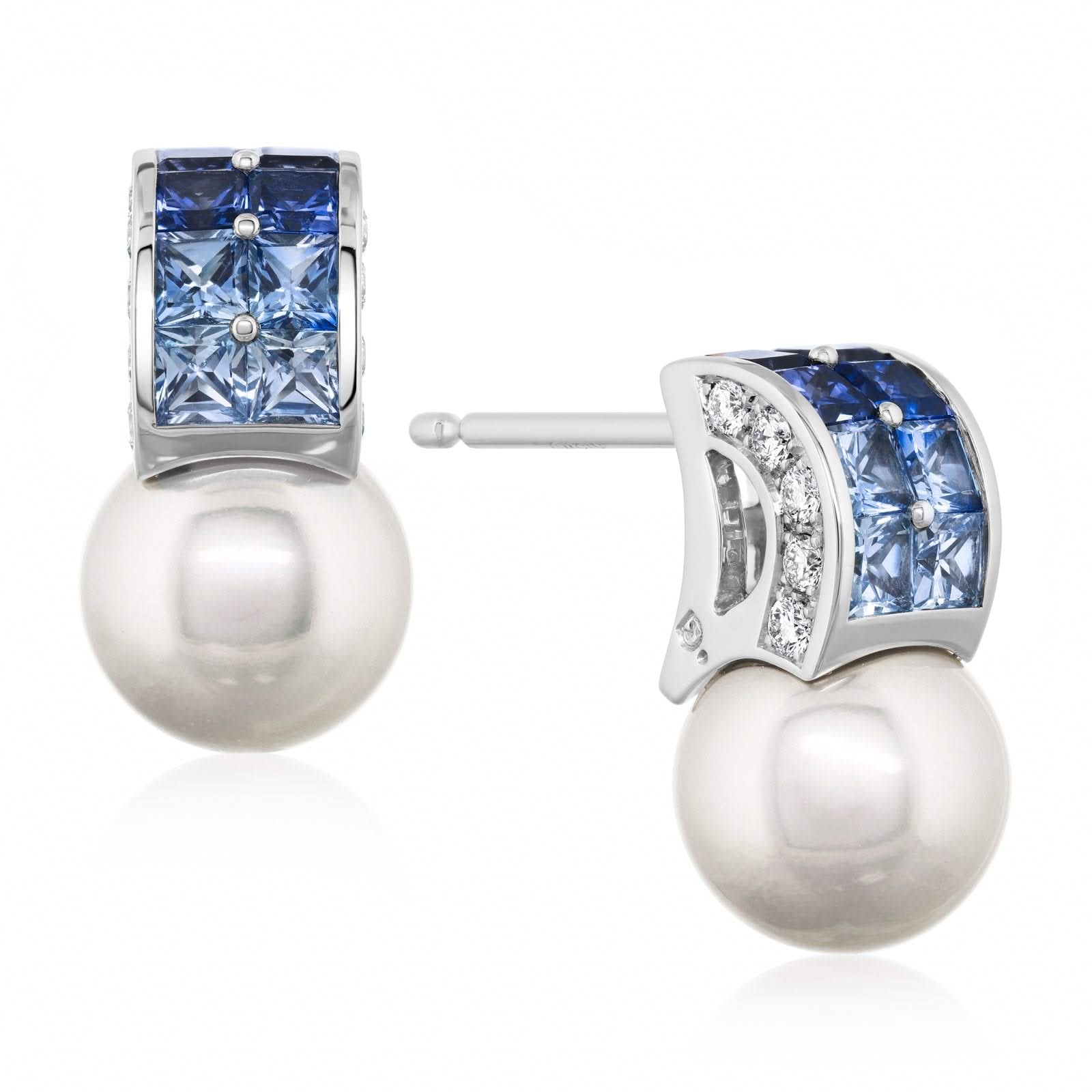 MIKIMOTO 18K Gold Akoya Pearl & Sapphire Earrings – Reis-Nichols