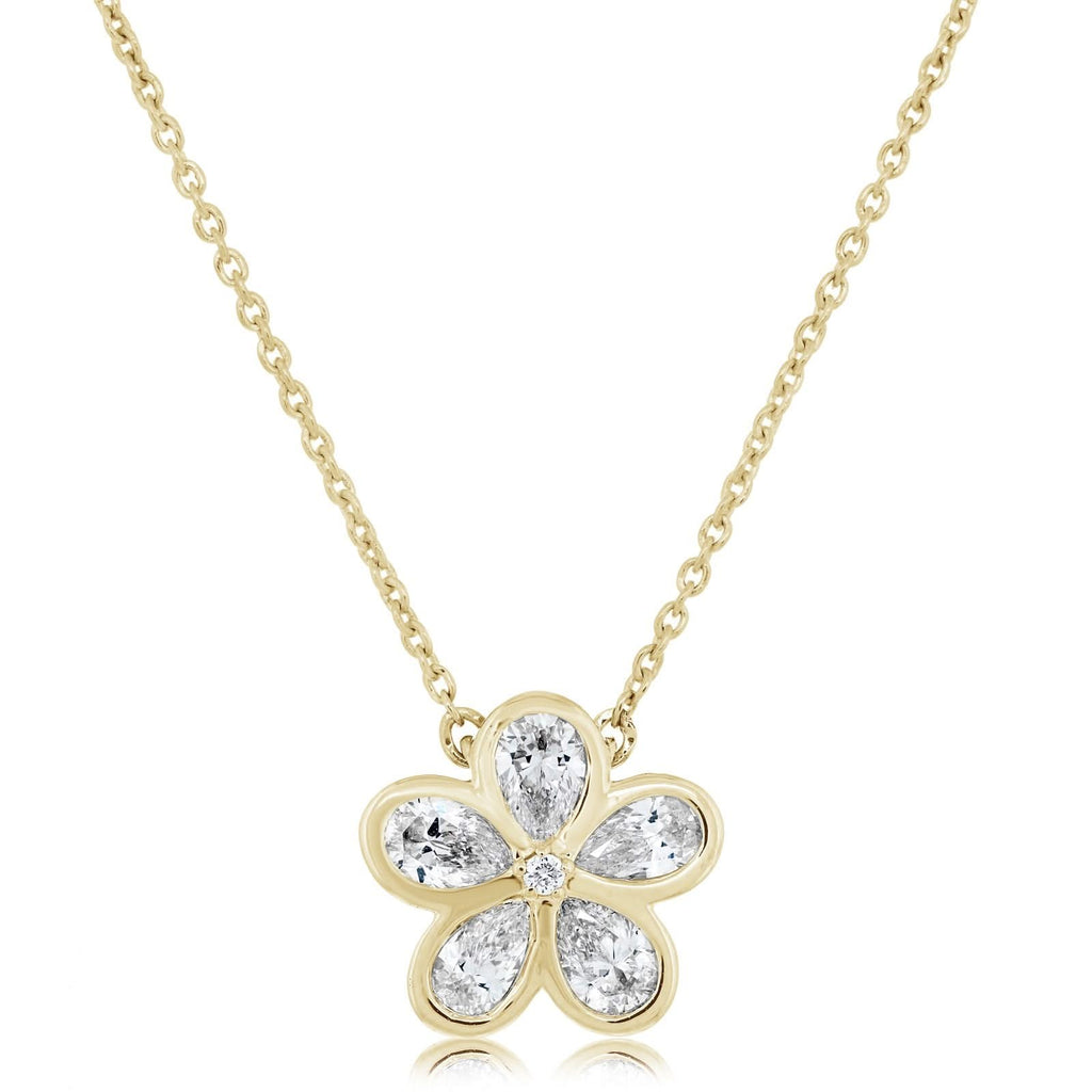 14K Gold .53 CTW Diamond Flower Pendant
