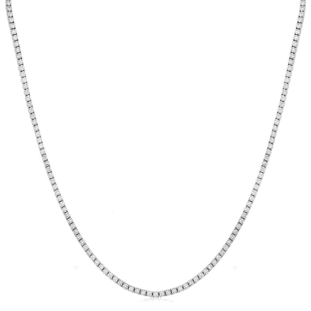 14K Gold 9 CTW Round Diamond Tennis Necklace