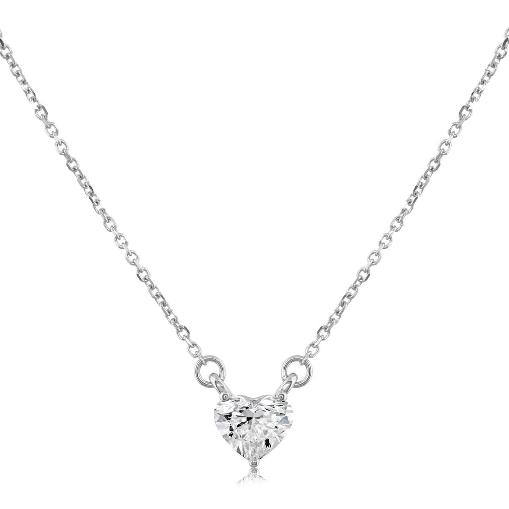 14K Gold Heart Shape Diamond Solitaire Pendant
