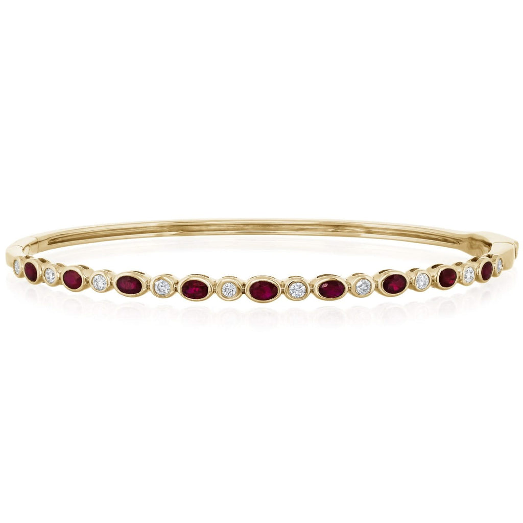 14K Gold Ruby & Diamond Bangle
