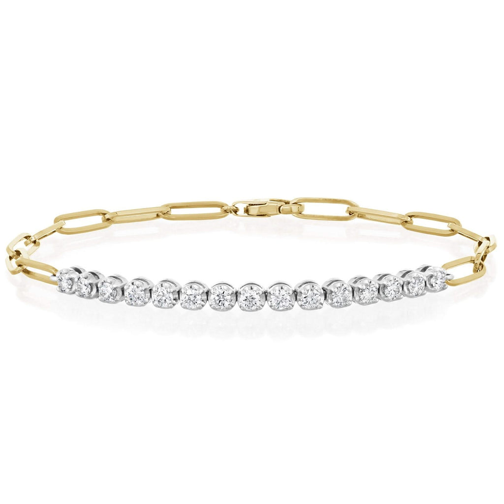 14K Gold .75 CTW Diamond Paperclip Bracelet