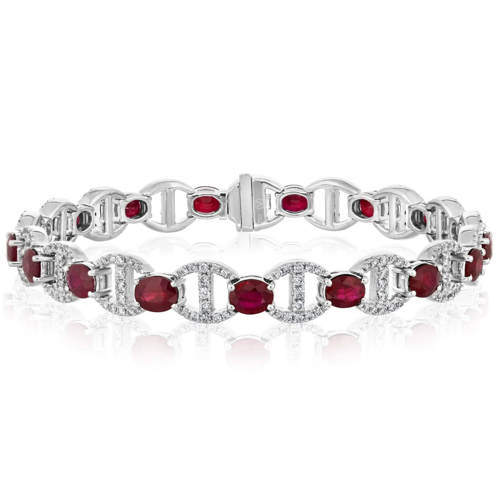 18K Gold 7.98 CTW Gold Ruby & Diamond Bracelet