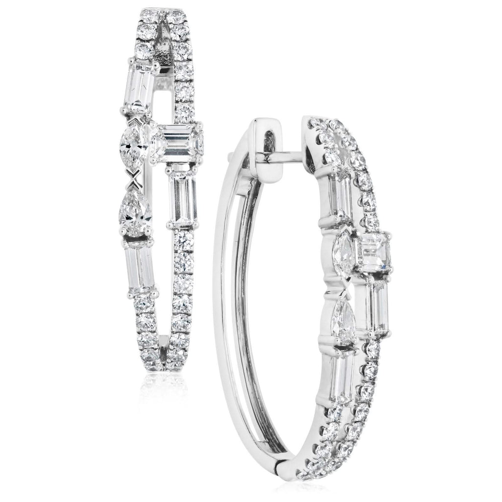 Mixed Shape Diamond Oval Hoops