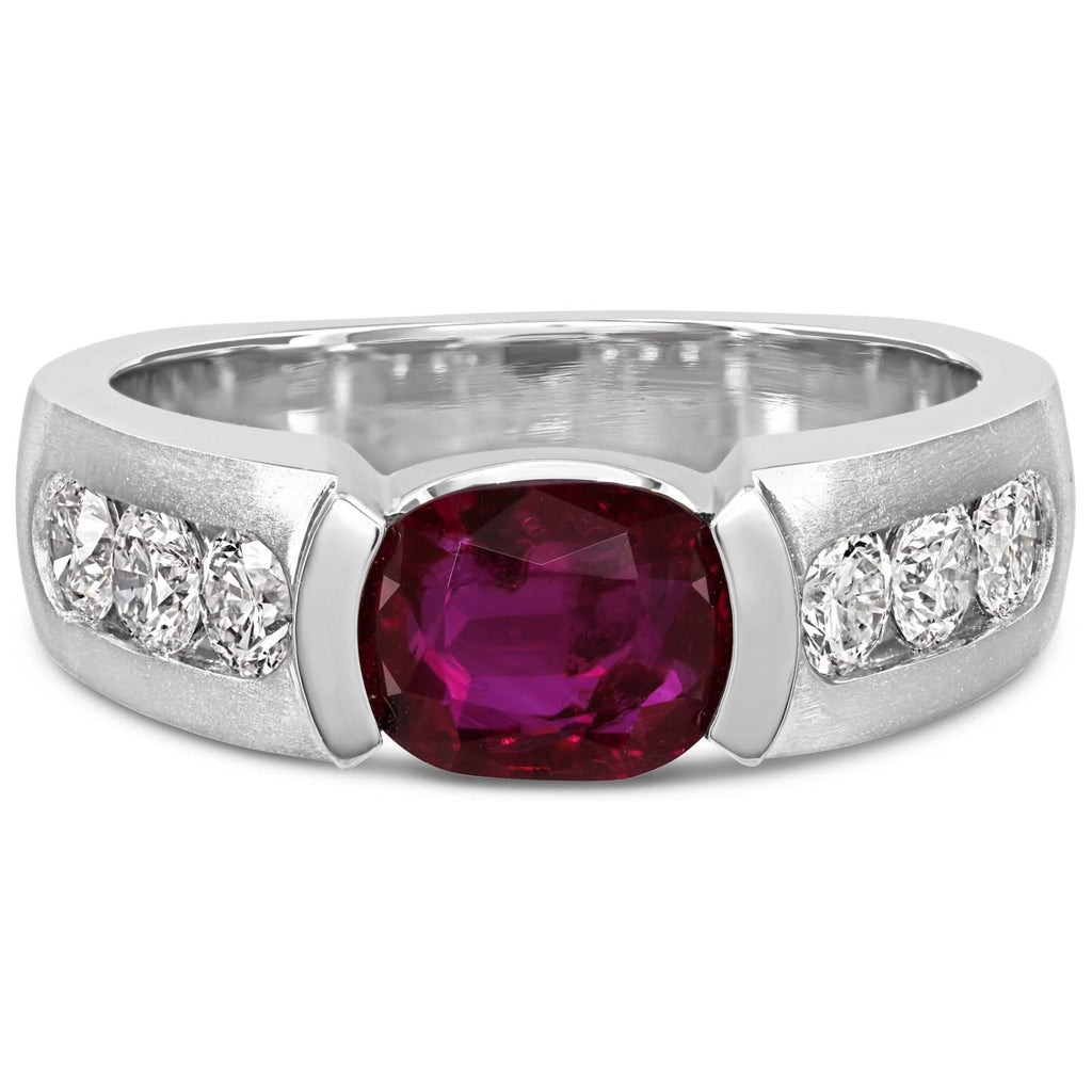 Estate 3.93 Carat Mens Ruby and Diamond Ring