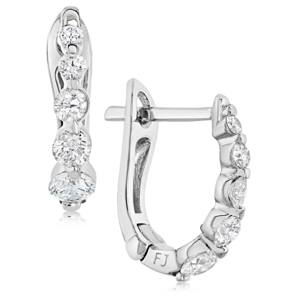 Graduated Diamond Hoop Earrings