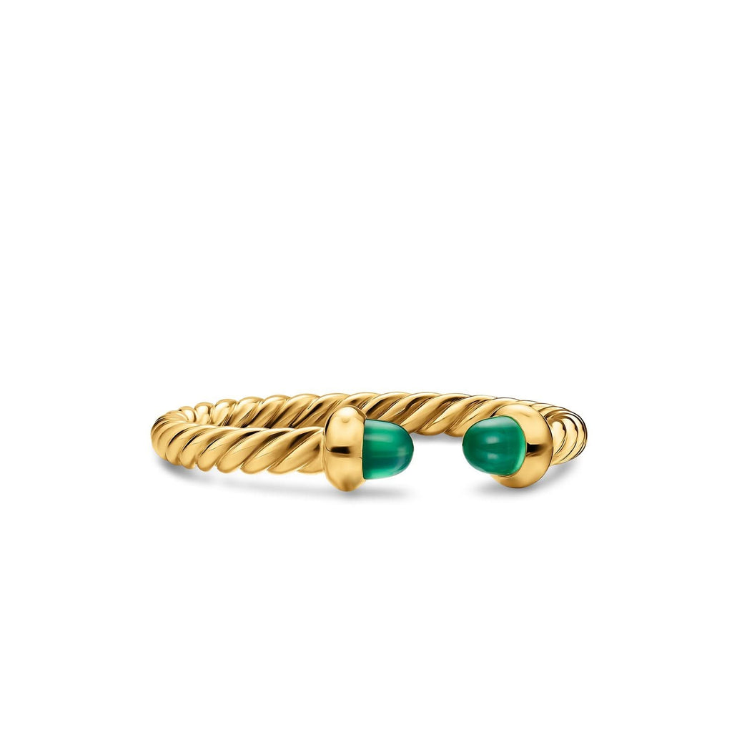 DAVID YURMAN Micro Cablespira® Flex Open Ring in 18K Yellow Gold with Emeralds, 2.5mm