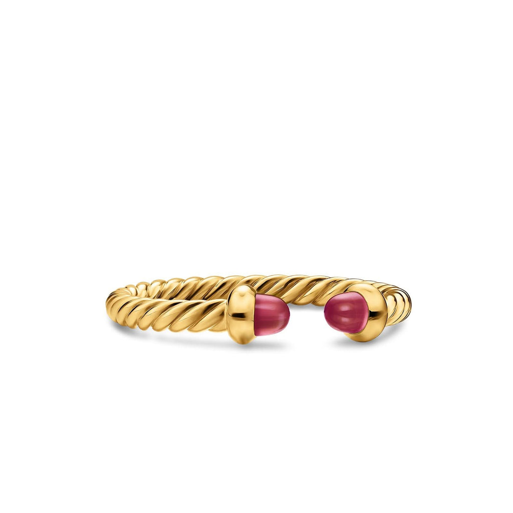 DAVID YURMAN Micro Cablespira® Flex Open Ring in 18K Yellow Gold with Rubies, 2.5mm