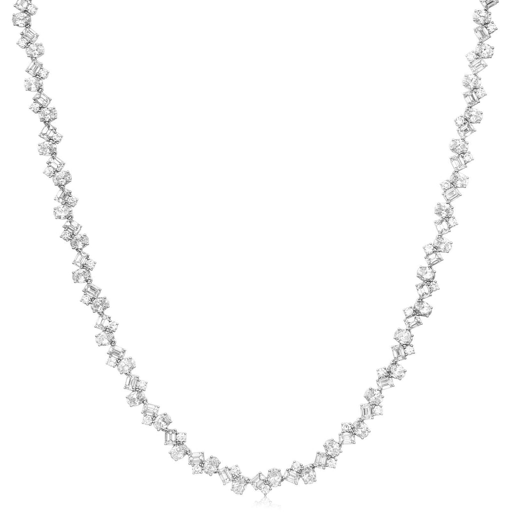23.86 Carat Fancy Shape Cluster Diamond Line Necklace