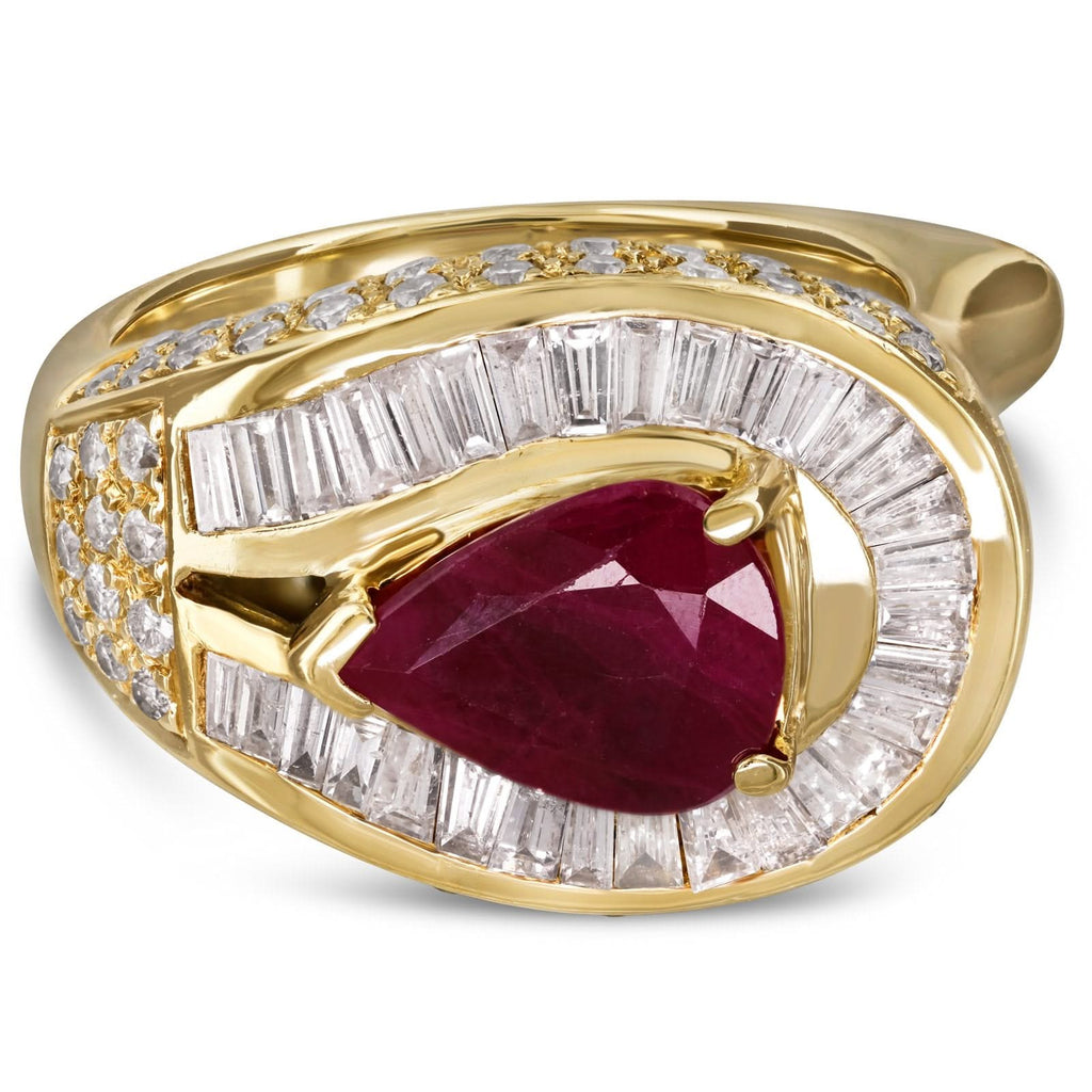 Estate 3.9 Carat Ruby & Diamond Contoured Profile Ring