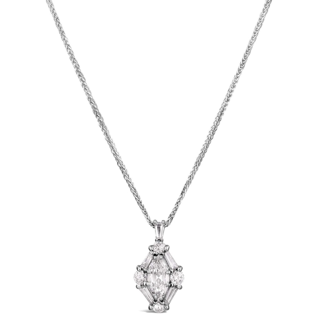 JB STAR Marquise Cut Diamond Pendant with Mixed Shape Halo