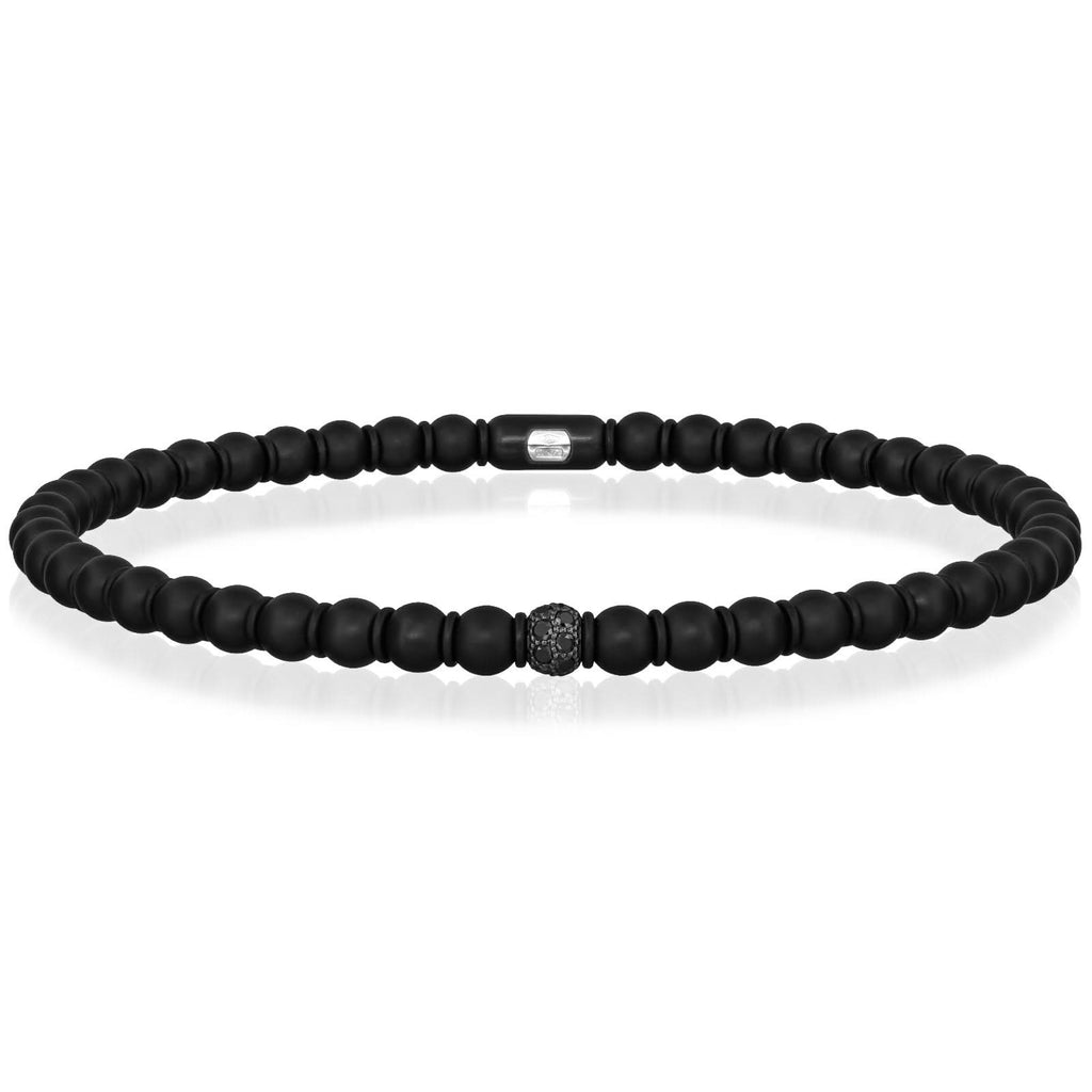 ROBERTO DEMEGLIO Ceramic & White Gold Black Diamond Bead Bracelet