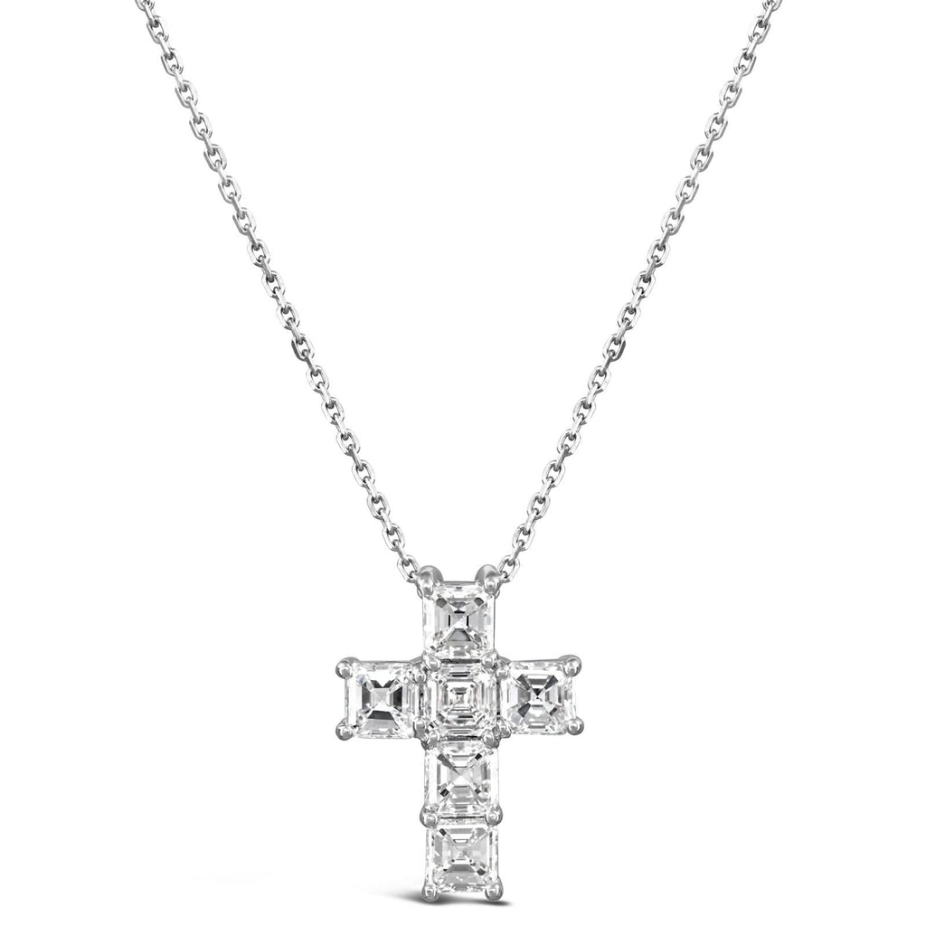 Asscher Cut Diamond Cross Pendant