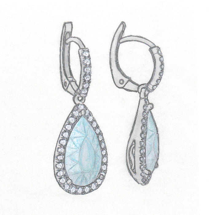 Sketch of custom aquamarine earrings