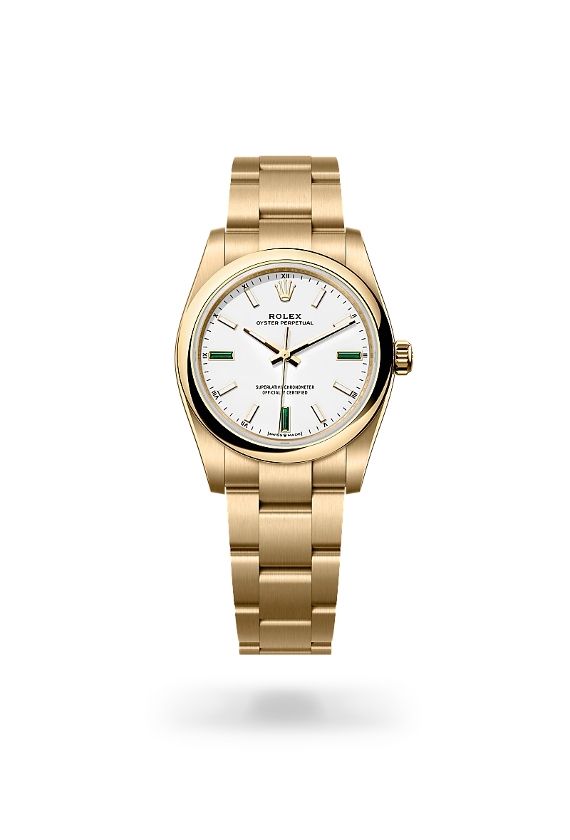 Rolex Oyster Perpetual 34 in Oyster, 34 mm, yellow gold