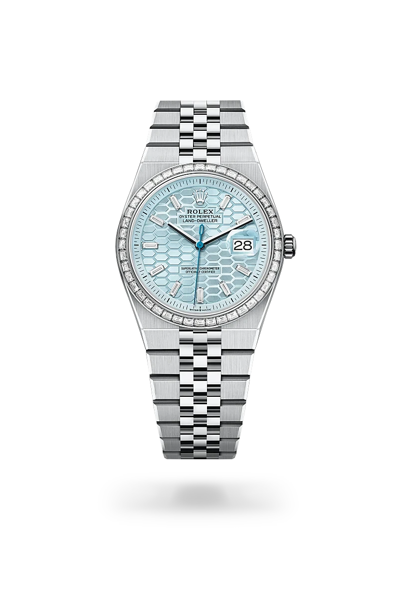 Rolex Land-Dweller 36 in Oyster, 36 mm, platinum and diamonds