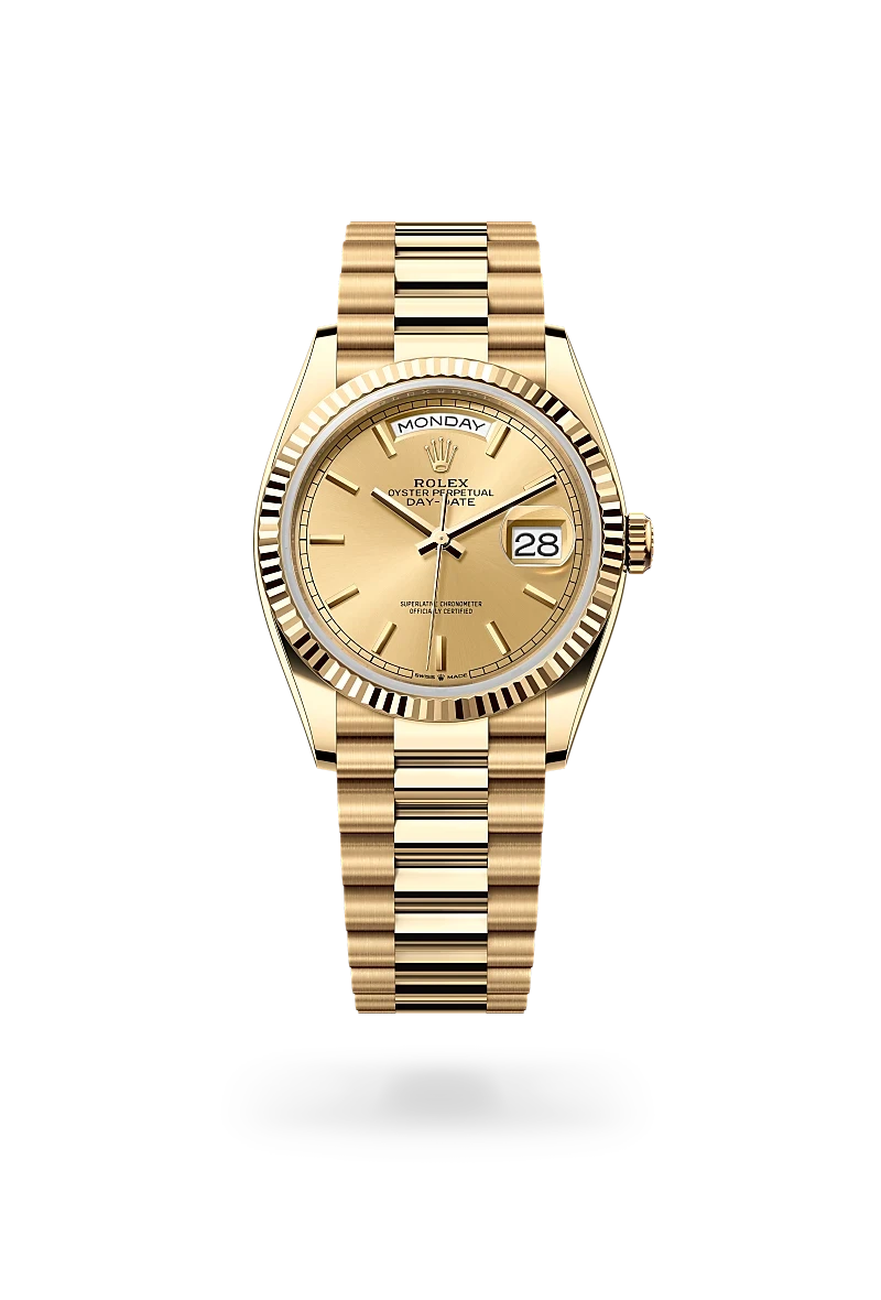 Rolex Day-Date 36 in Oyster, 36 mm, yellow gold