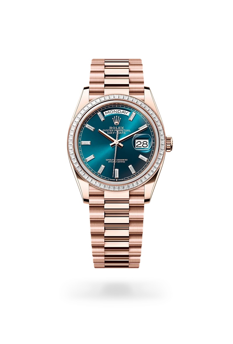 Rolex Day-Date 36 in Oyster, 36 mm, Everose gold and diamonds