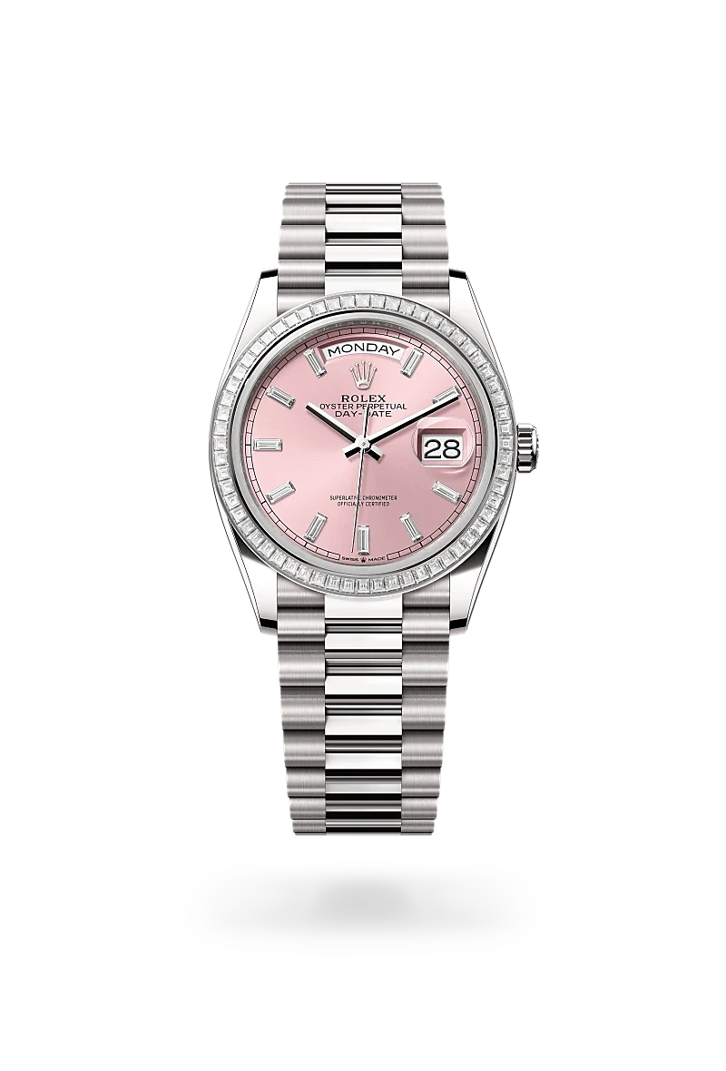 Rolex Day-Date 36 in Oyster, 36 mm, white gold and diamonds