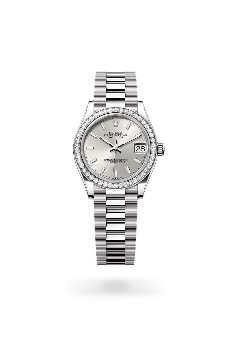 Rolex Datejust 31 in Oyster, 31 mm, white gold and diamonds
