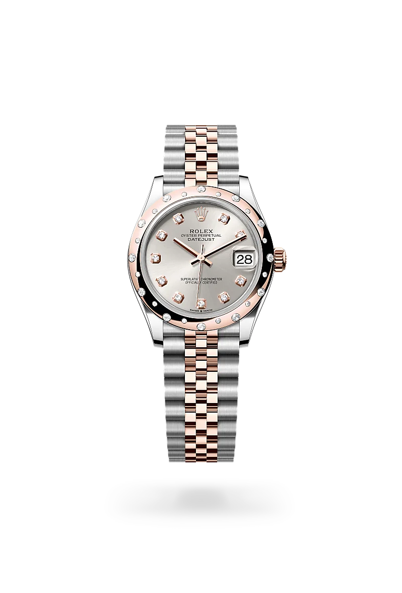 Rolex Datejust 31 in Oyster, 31 mm, Oystersteel, Everose gold and diamonds