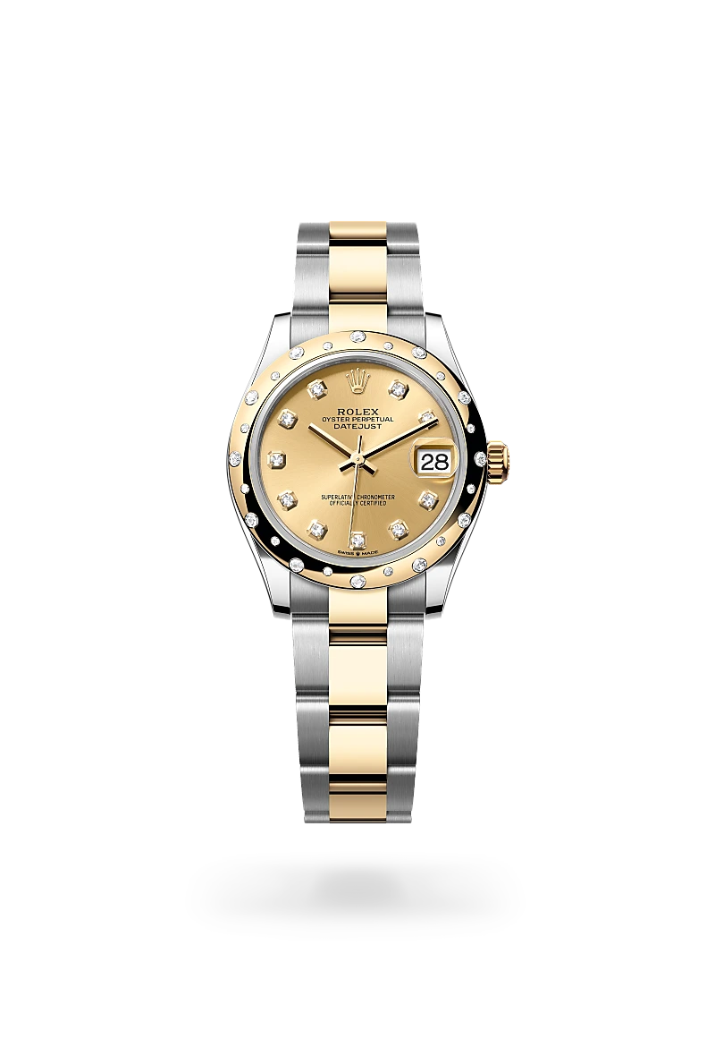 Rolex Datejust 31 in Oyster, 31 mm, Oystersteel, yellow gold and diamonds